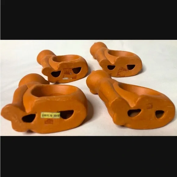 Vintage Terra Cotta Cat Napkin Ring Holders - Picture 4 of 7